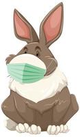 Rabbit cartoon character wearing mask vector