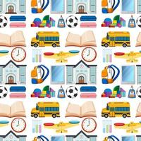 Seamless background design with school items vector