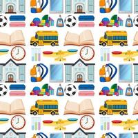 Seamless background design with school items vector