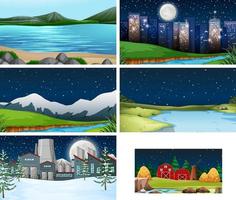 Set of scenes in nature setting vector