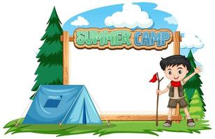 Border template design with boy at summer camp vector