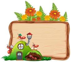 Border template design with insects in the garden background vector