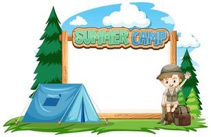 Border template design with boy at summer camp vector