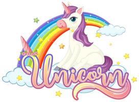 Cute unicorn with unicorn sign vector