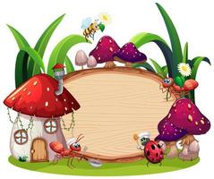 Border template design with insects in the garden background vector
