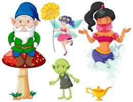 Set of fairy tale fantasy cartoon character  on white background vector