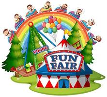 Scene with happy monkeys on the rides on white background vector