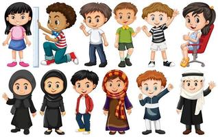 Set of children from different countries vector