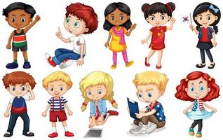 Set of children from different countries vector