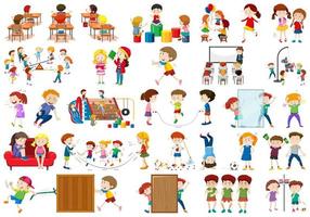 Boys, girls, children in educational fun activty theme vector