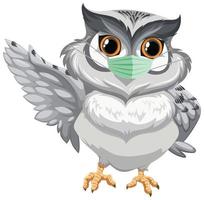 Owl cartoon character wearing mask vector