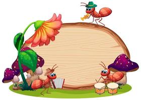 Border template design with insects in the garden background vector