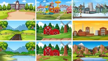 Set of scenes in nature setting vector