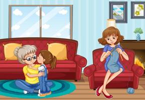 Scene with family having a good time at home vector