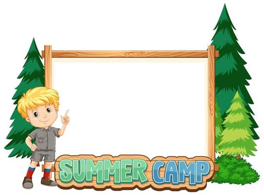 Border template design with boy at summer camp