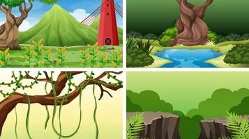 Set of scenes in nature setting vector