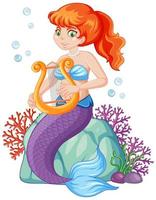 lindo personaje de dibujos animados de sirena vector