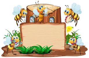 Border template design with insects in the garden background vector