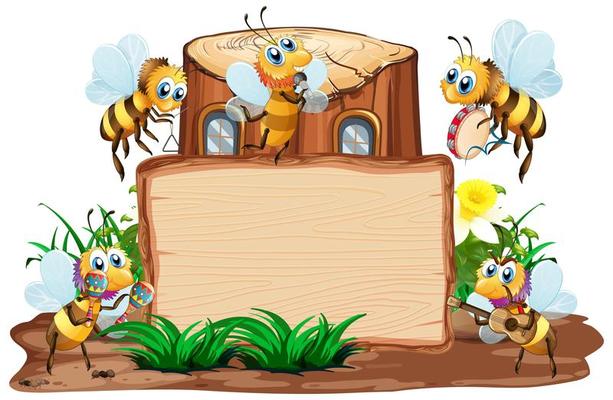 Border template design with insects in the garden background