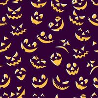 Halloween background with pumpkin faces vector