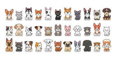 perros y gatos de dibujos animados vector