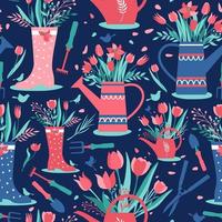 Decorative seamless pattern with garden tools vector