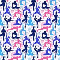 Seamless pattern of women doing yoga vector