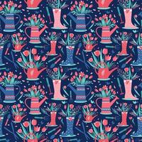 Decorative seamless pattern with garden tools vector