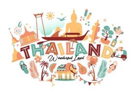 Collection of Thailand symbols vector