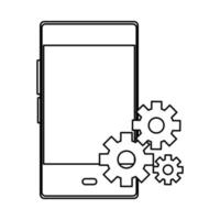 icono de línea móvil de comunicación y teléfono inteligente vector