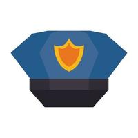 Police cap with badge flat icon vector