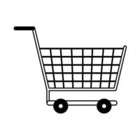 Símbolo de carrito de compras aislado de dibujos animados en blanco y negro vector