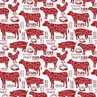 Meat cuts, red diagrams for butcher shop vector