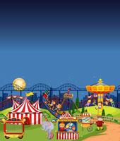 Amusement park scene at night with blank dark blue sky vector