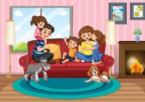 Scene with people in family relaxing at home vector