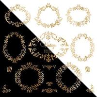 Vintage gold background with antique frames vector