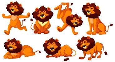 Set of lion cartoon character vector