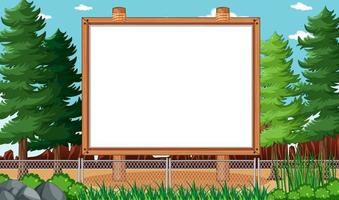 Empty banner board in nature park scenery vector