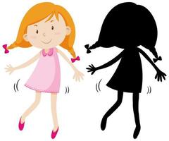 Happy girl wearing cute dress with its silhouette vector