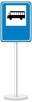 Blue bus stop sign with stand isolated on white background vector