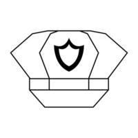 Police cap with badge icon in black and white vector