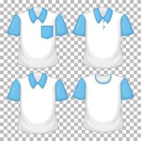 Set of different shirts with blue sleeves isolated on transparent background vector