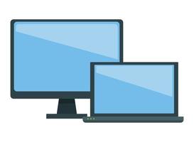 Computer and laptop screen and technology device icon vector