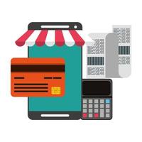 Online shopping and payment technology composition vector