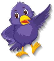 Cute purple bird cartoon character vector