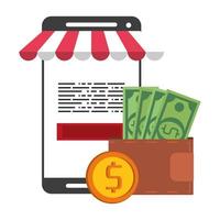composición de tecnología de pago y compras en línea vector