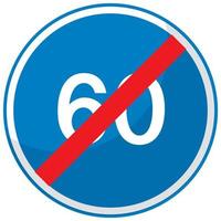 Límite de velocidad mínima azul 60 señales de carretera aislado sobre fondo blanco. vector