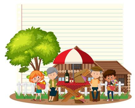 Border frame template with picnic family background vector