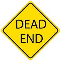 Dead End yellow sign on white backrgound vector