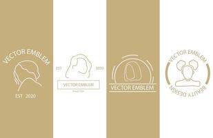 Linear Style Beauty Emblem Set vector